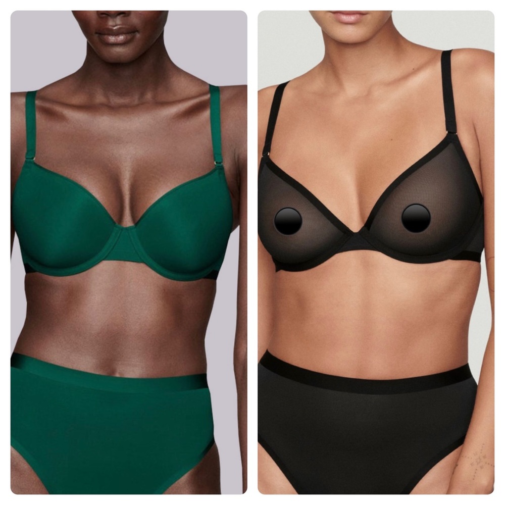 CUUP T-Shirt Bra Duo in Emerald Green and Black